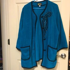 Kimono Fleece Jacket with Paisley design-Large